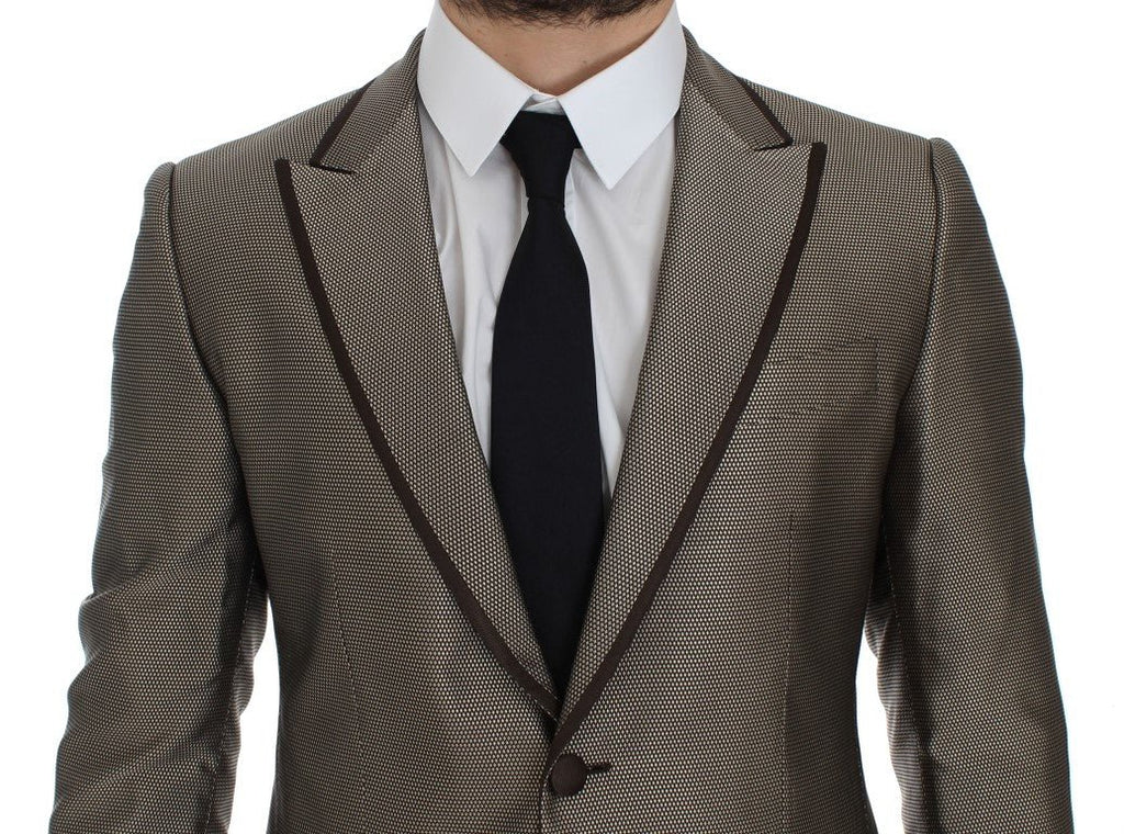 Brown Slim Fit Silk Two Button Blazer - X excelência