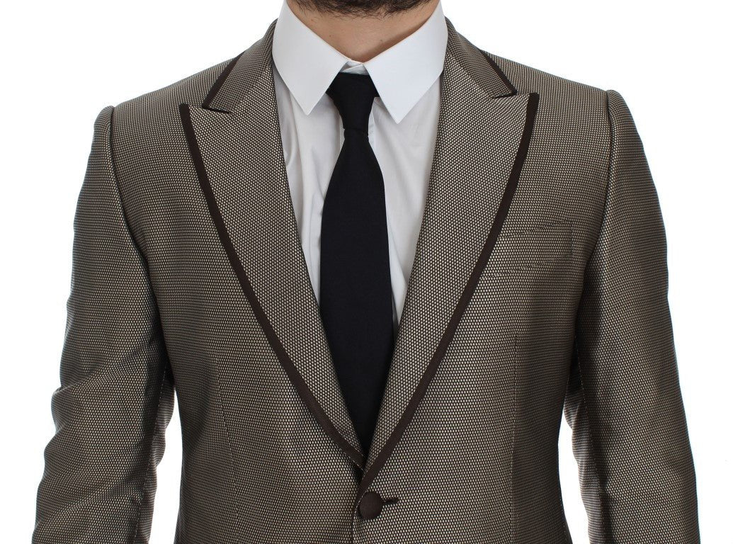 Brown Slim Fit Silk Two Button Blazer - X excelência