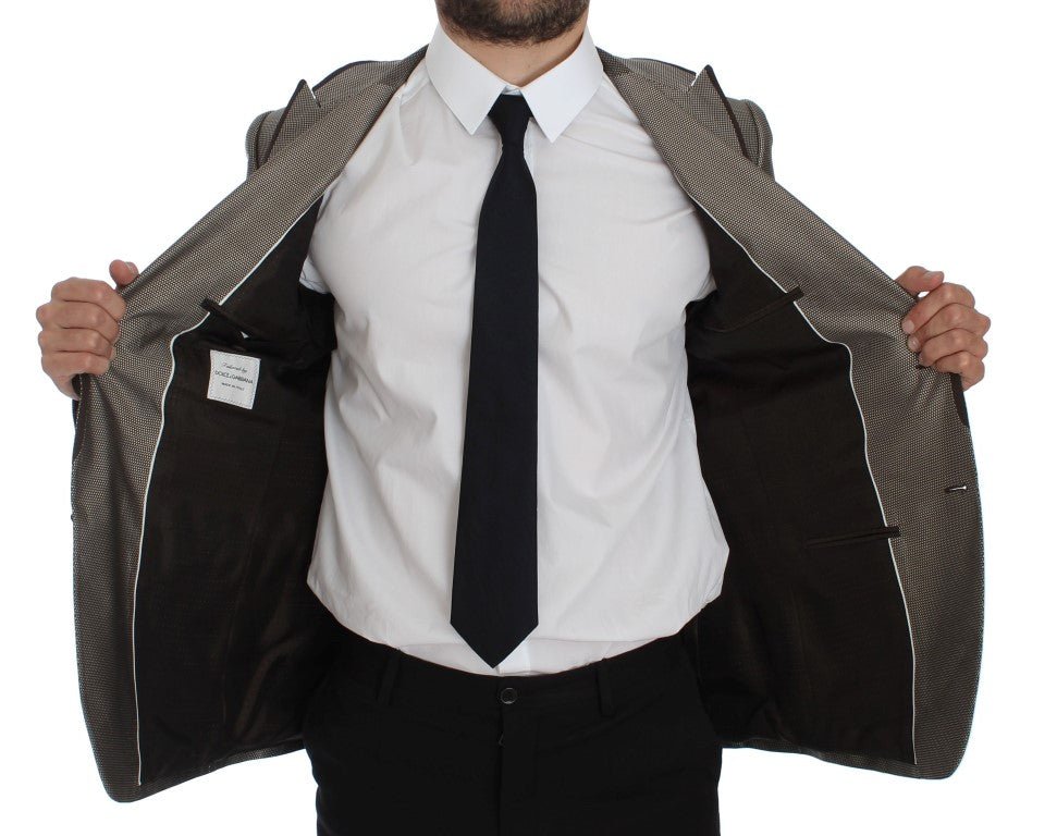 Brown Slim Fit Silk Two Button Blazer - X excelência