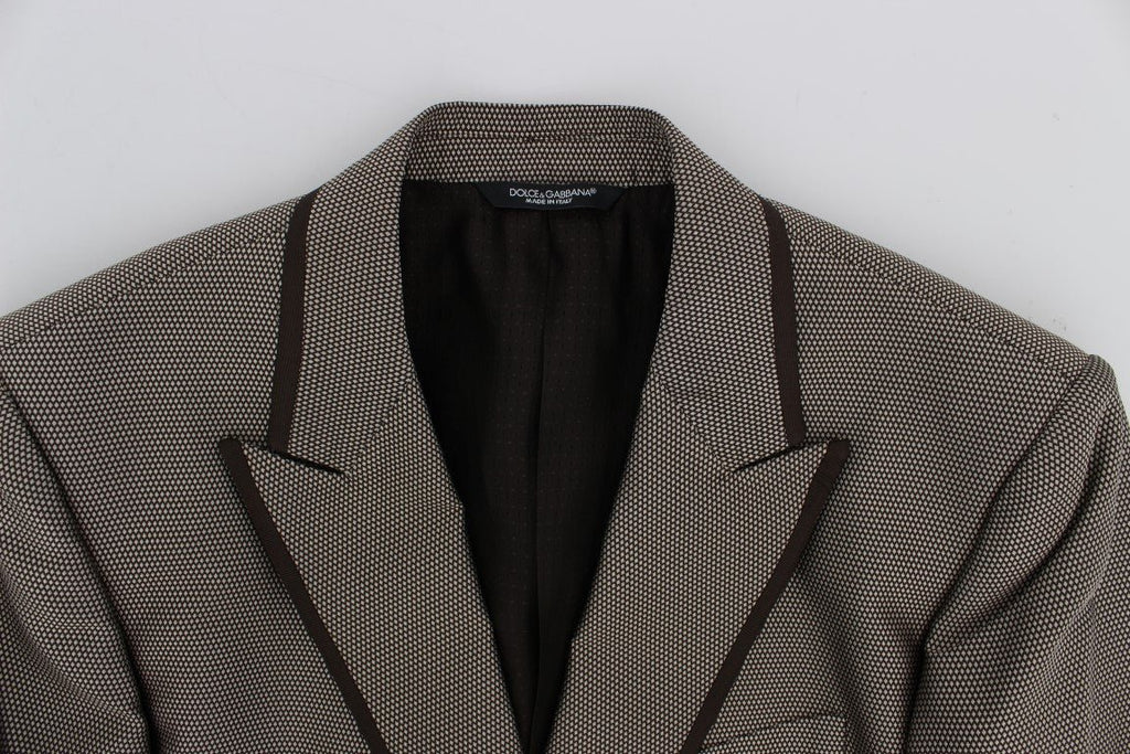 Brown Slim Fit Silk Two Button Blazer - X excelência