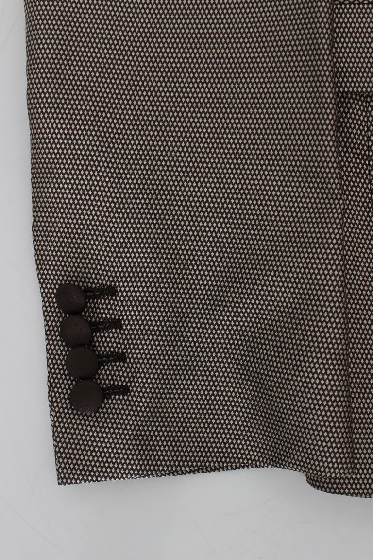 Brown Slim Fit Silk Two Button Blazer - X excelência