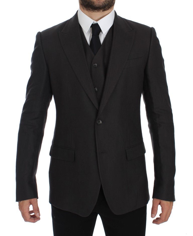 Gray Slim Fit Linen Blazer Jacket - X excelência