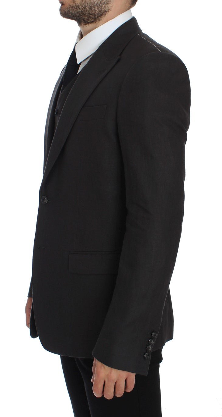 Gray Slim Fit Linen Blazer Jacket - X excelência