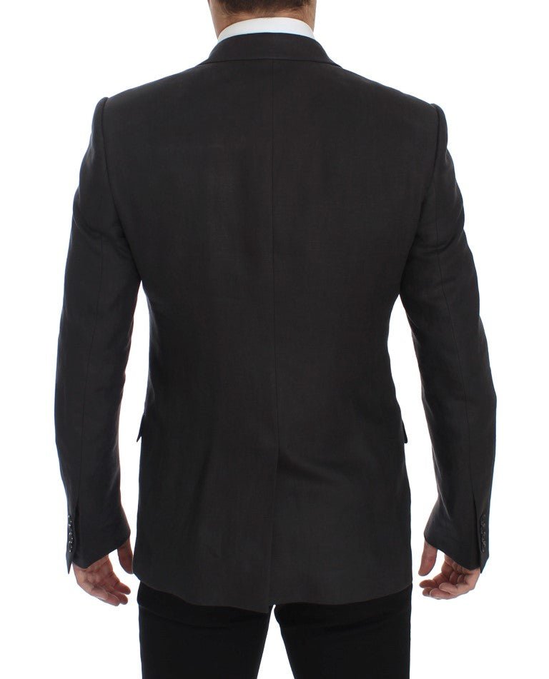 Gray Slim Fit Linen Blazer Jacket - X excelência