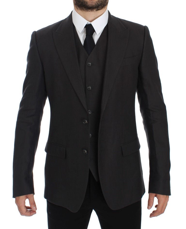 Gray Slim Fit Linen Blazer Jacket - X excelência