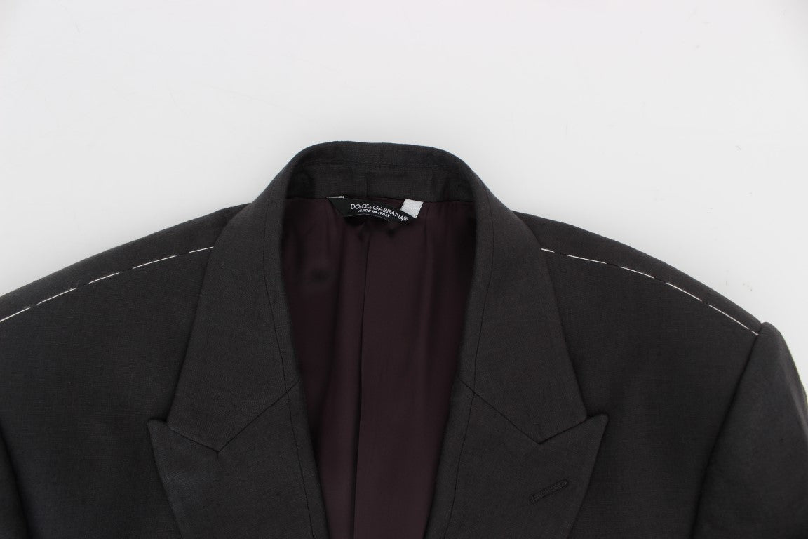 Gray Slim Fit Linen Blazer Jacket - X excelência