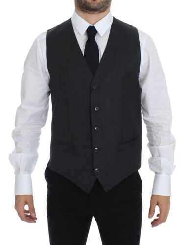 Gray Wool Formal Dress Vest Gilet Weste - X excelência