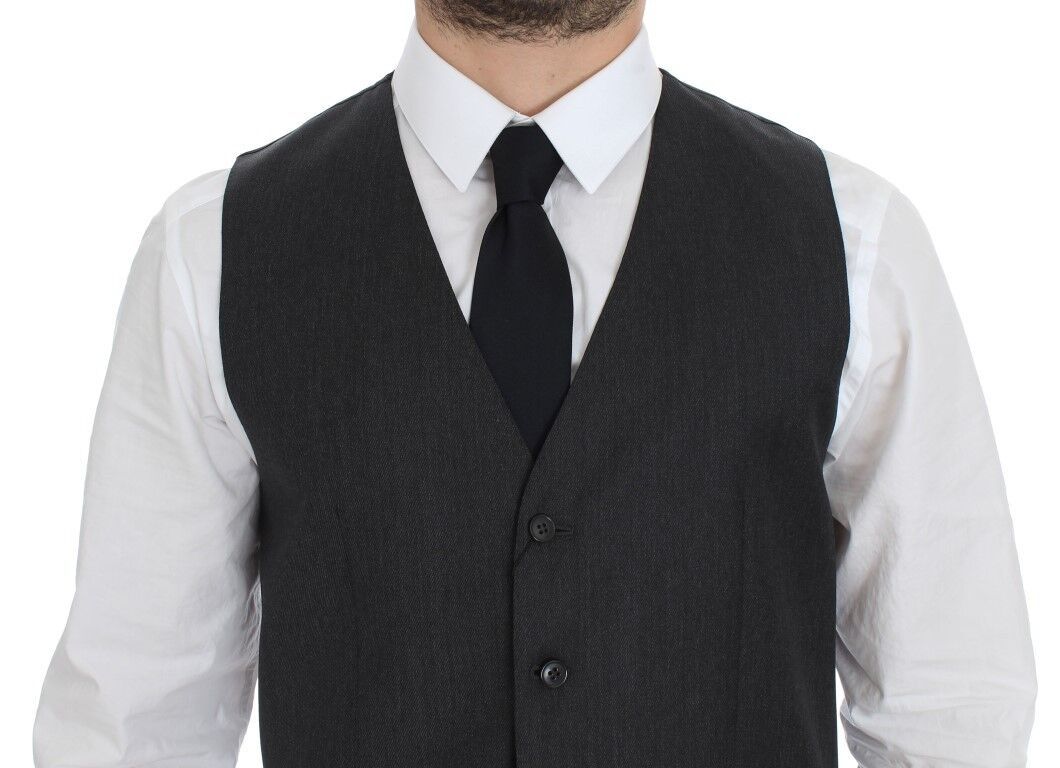 Gray Wool Formal Dress Vest Gilet Weste - X excelência
