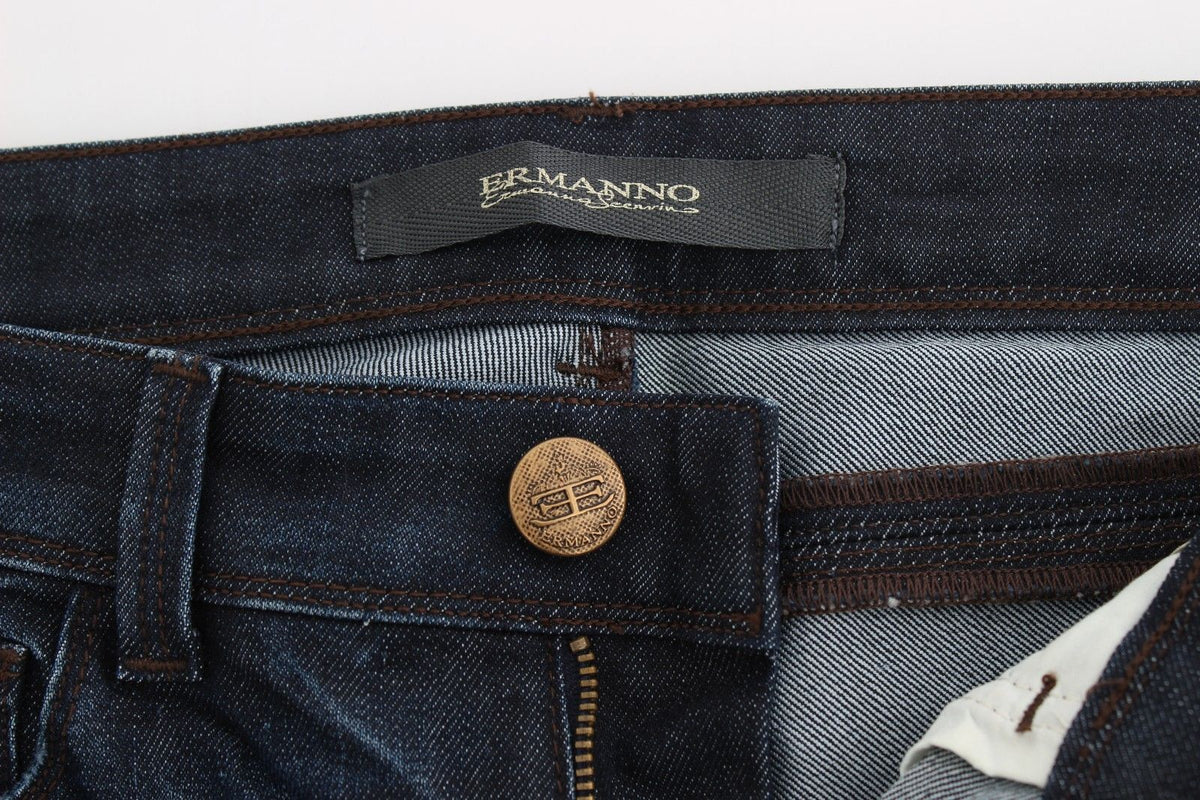 Blue Slim Jeans Denim Pants Skinny Leg Stretch - X excelência