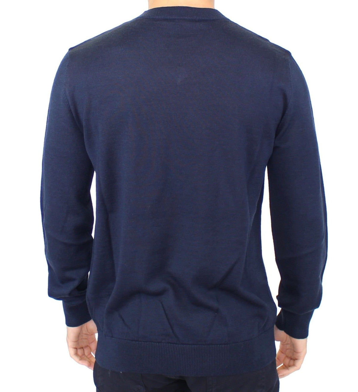 Blue Wool Blend V-neck Pullover Sweater - X excelência