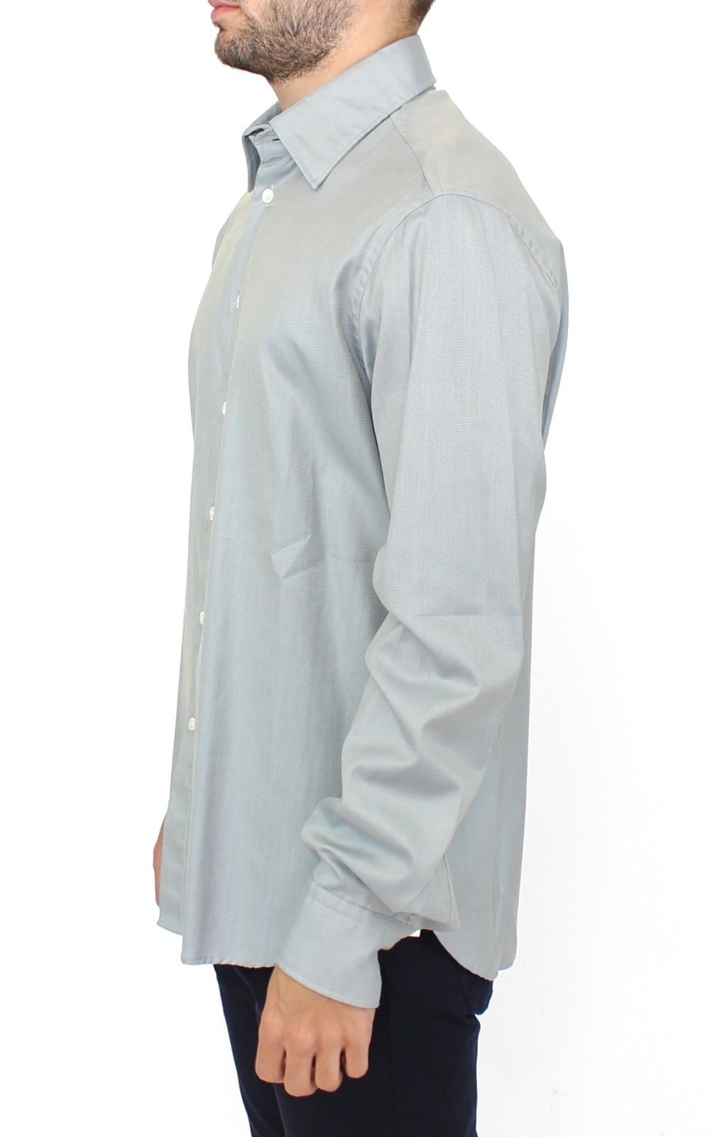 Gray Cotton Long Sleeve Casual Shirt Top - X excelência