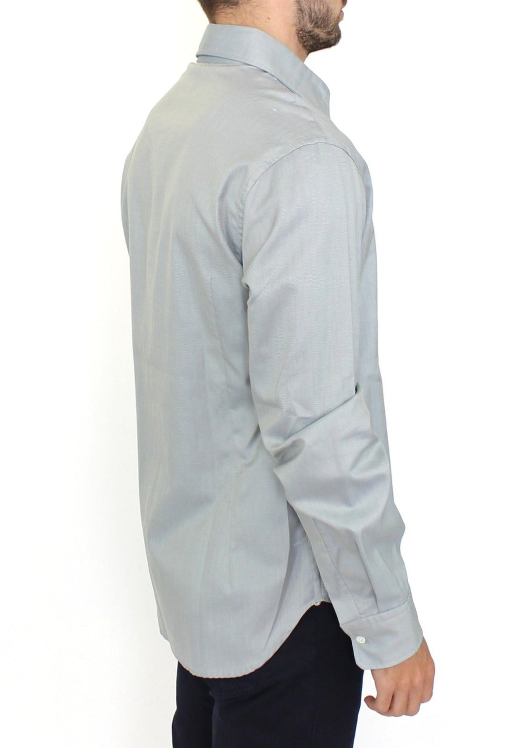 Gray Cotton Long Sleeve Casual Shirt Top - X excelência