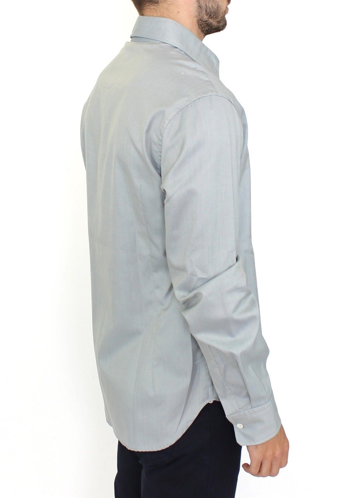 Gray Cotton Long Sleeve Casual Shirt Top - X excelência