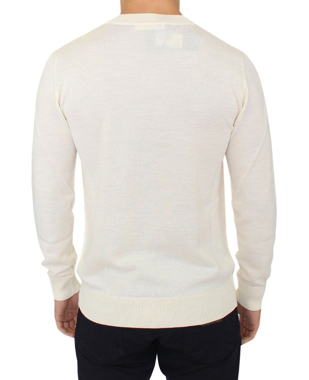 Off White Wool Blend V-neck Pullover Sweater - X excelência