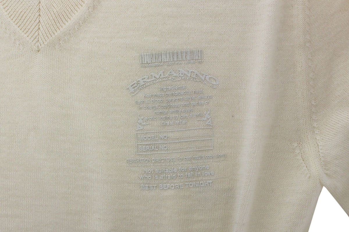 Off White Wool Blend V-neck Pullover Sweater - X excelência