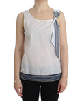 White Blue Top Blouse Tank Shirt Sleeveless - X excelência