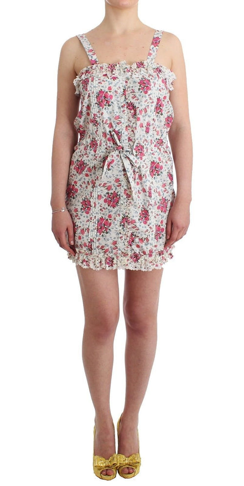 Beachwear Pink Floral Beach Mini Dress Short - X excelência