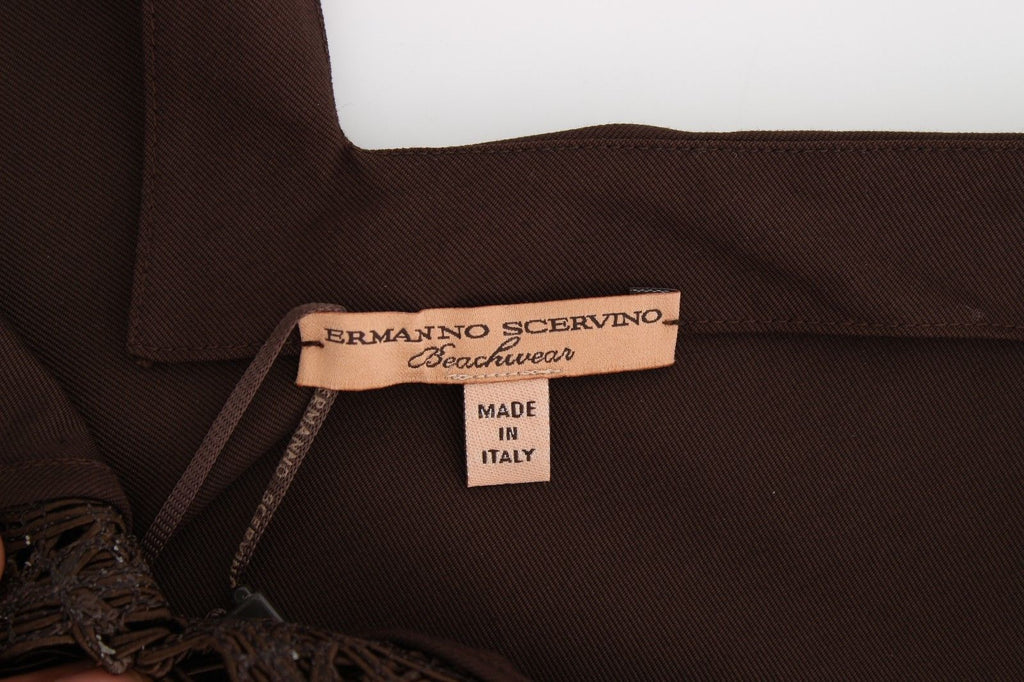 Beachwear Brown Cotton Stretch Tunic Dress - X excelência