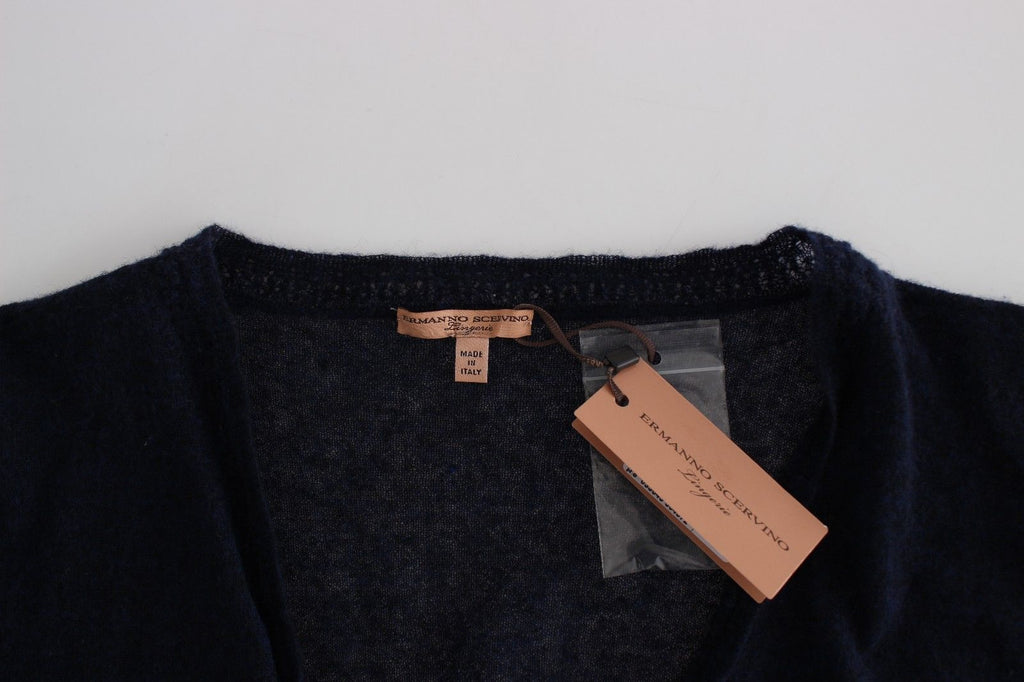 Knit Blue Wool Sweater Cardigan - X excelência