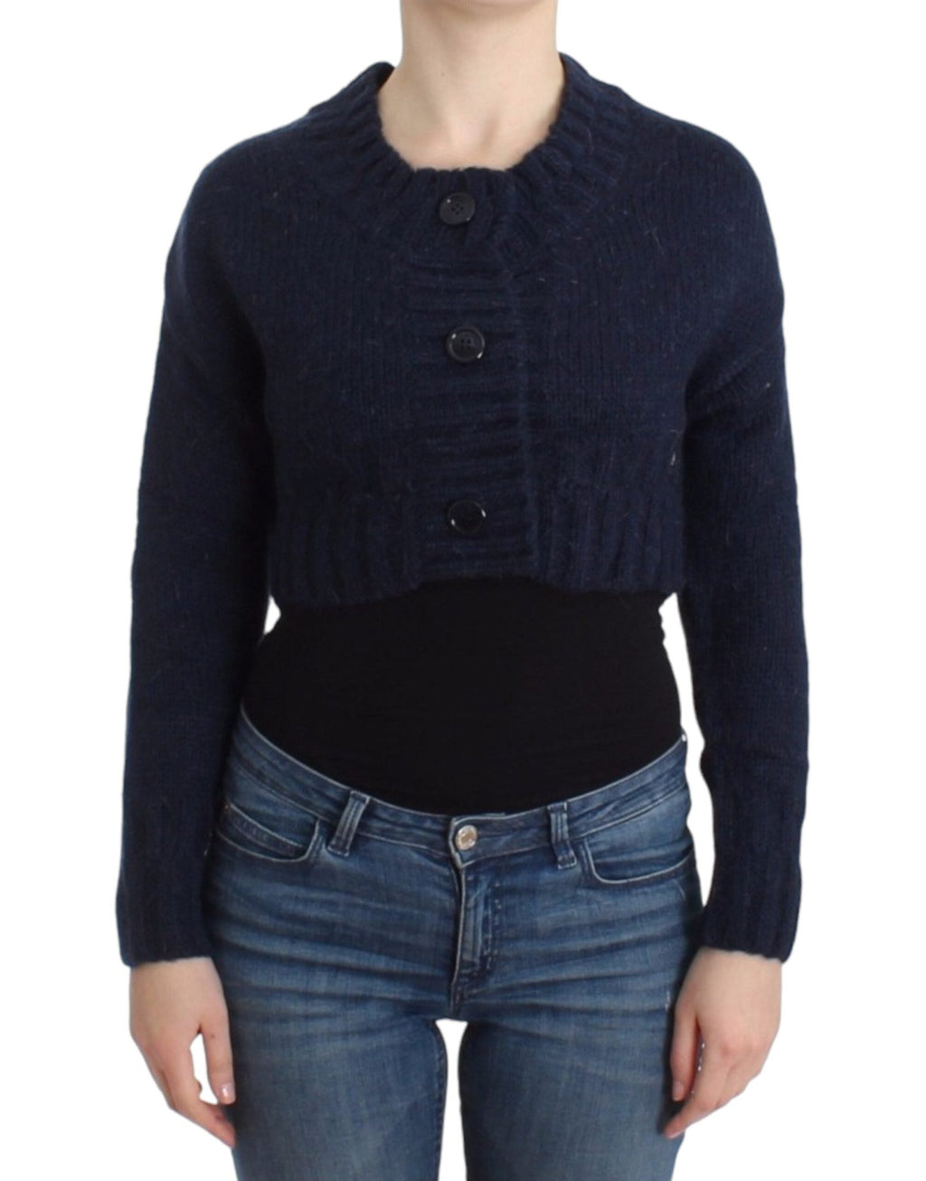 Blue cropped cardigan - X excelência