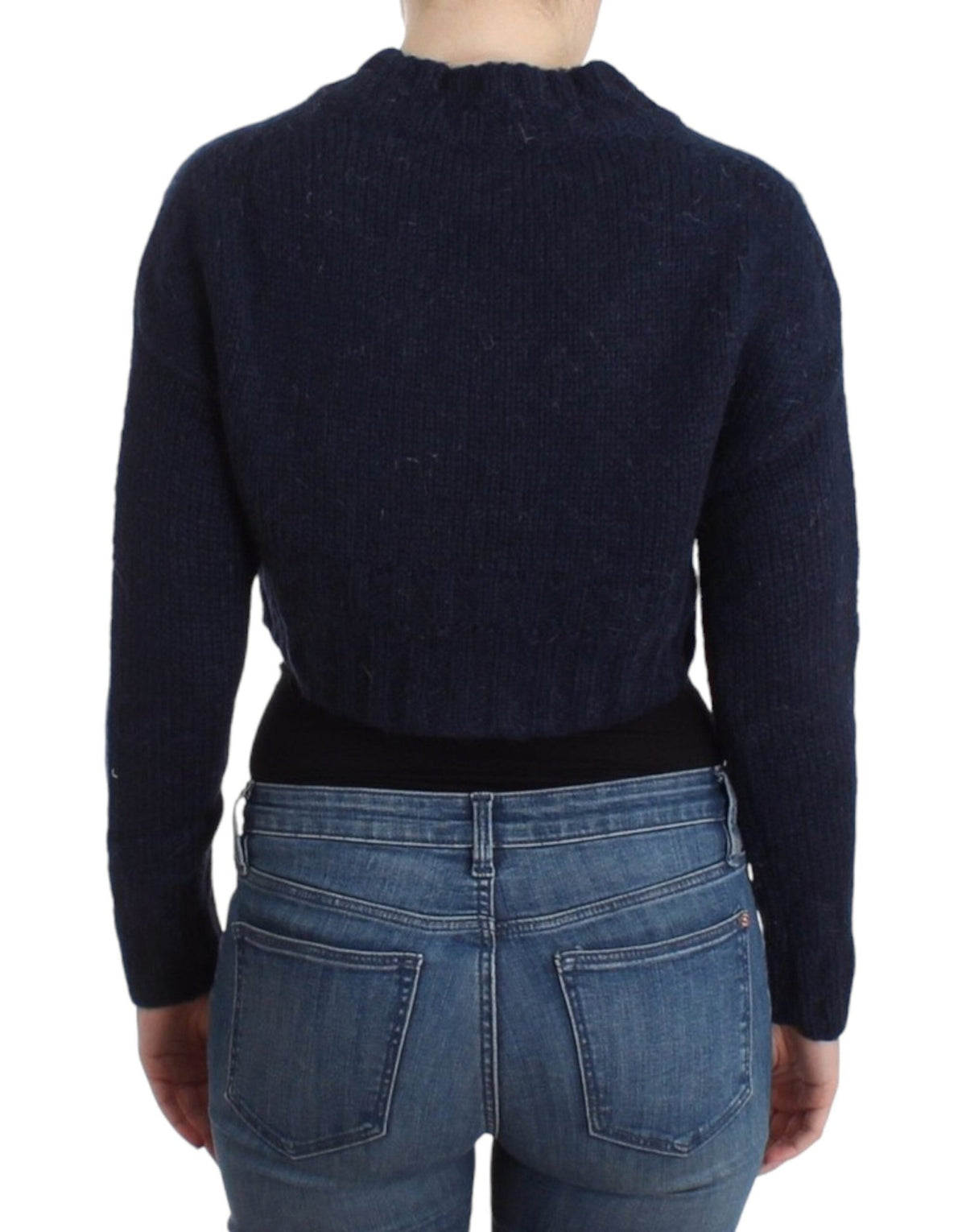 Blue cropped cardigan - X excelência