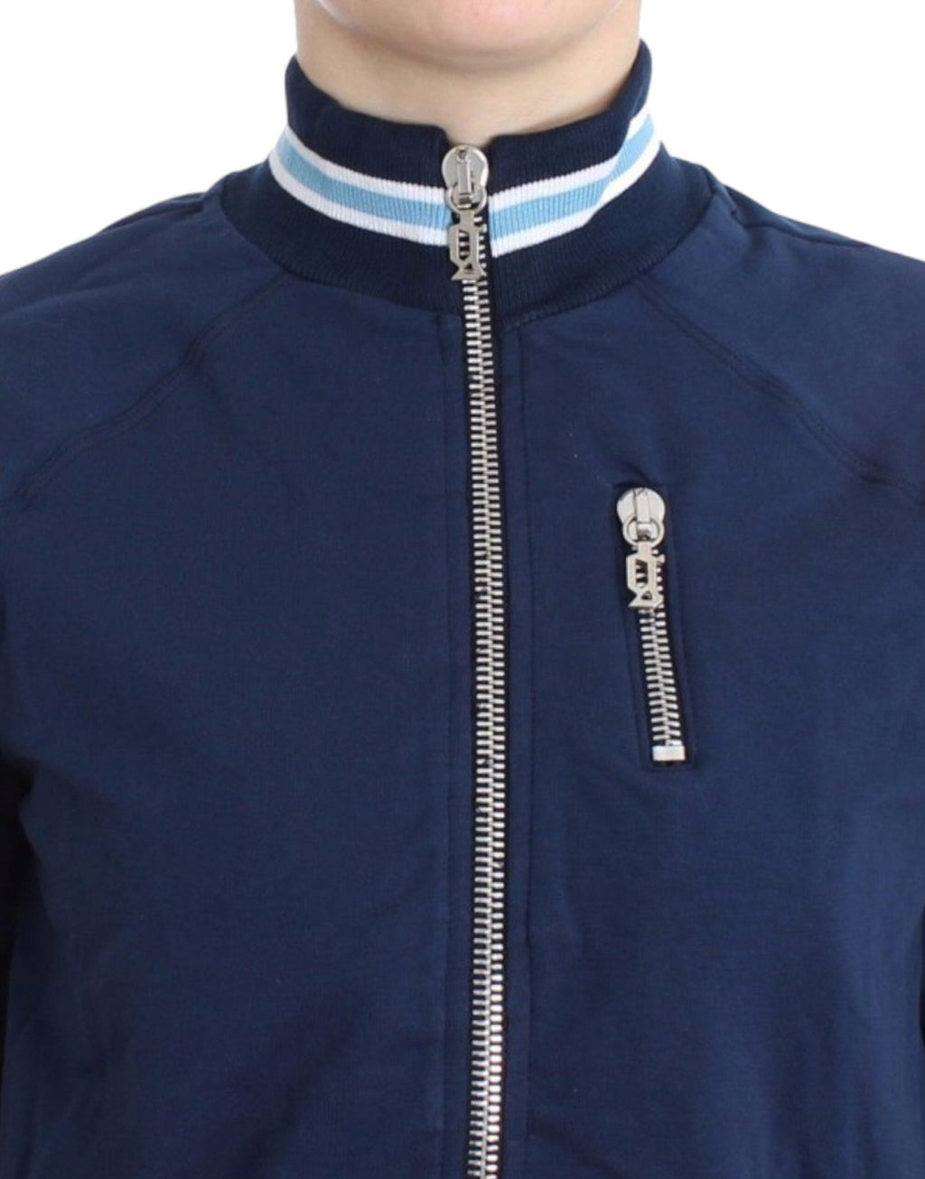 Blue zip cotton cardigan - X excelência