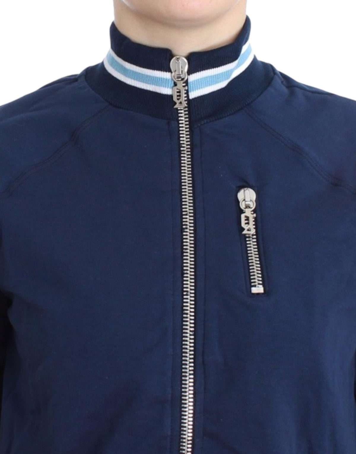 Blue zip cotton cardigan - X excelência