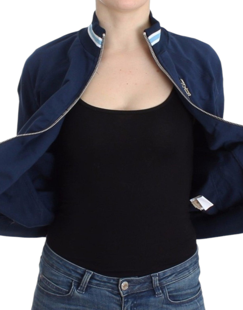 Blue zip cotton cardigan - X excelência