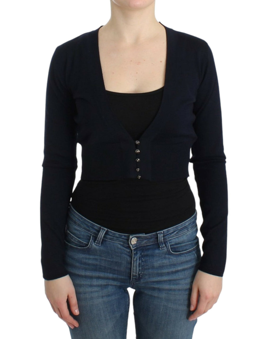 Black cropped wool cardigan - X excelência