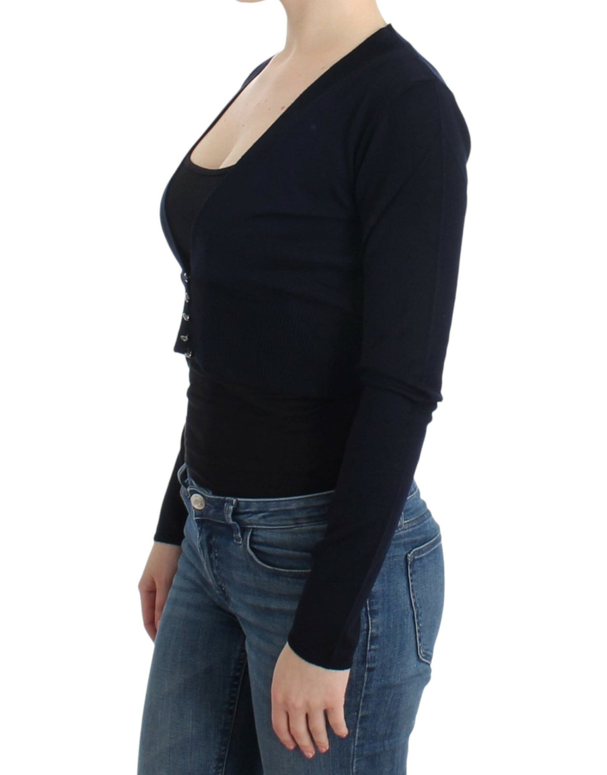 Black cropped wool cardigan - X excelência