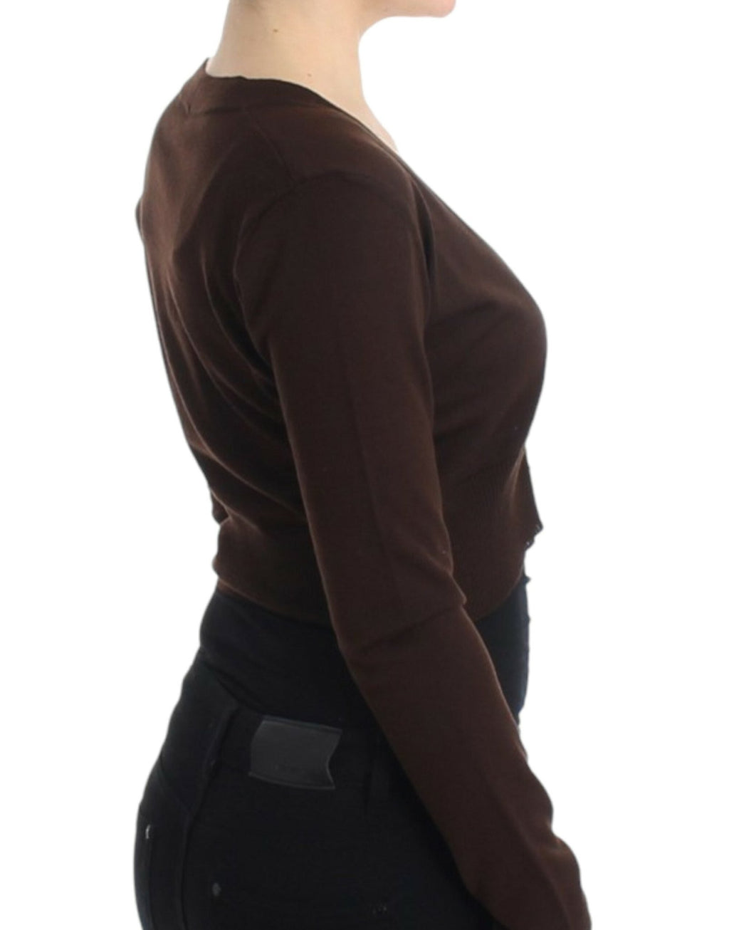 Brown cropped wool cardigan - X excelência