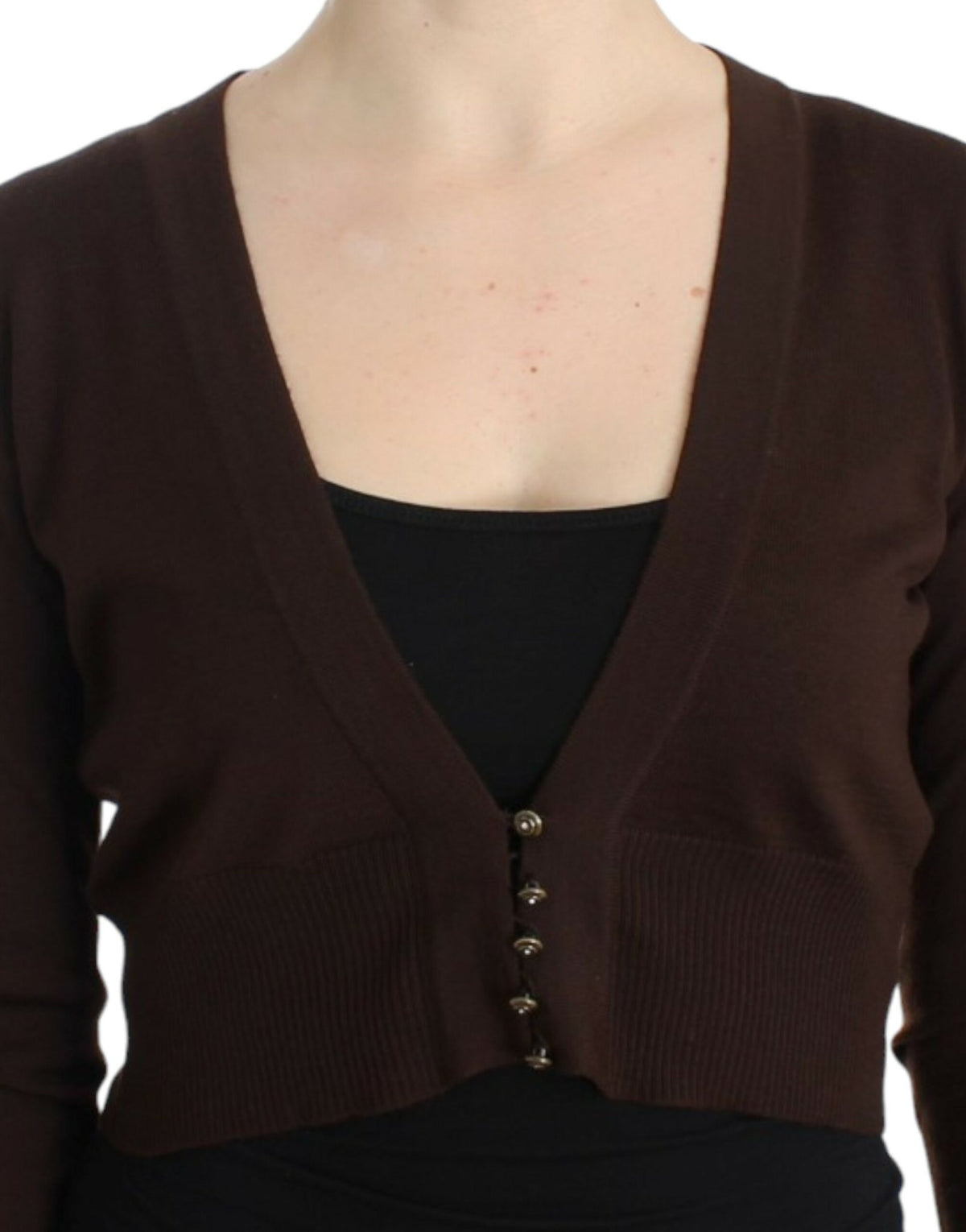 Brown cropped wool cardigan - X excelência