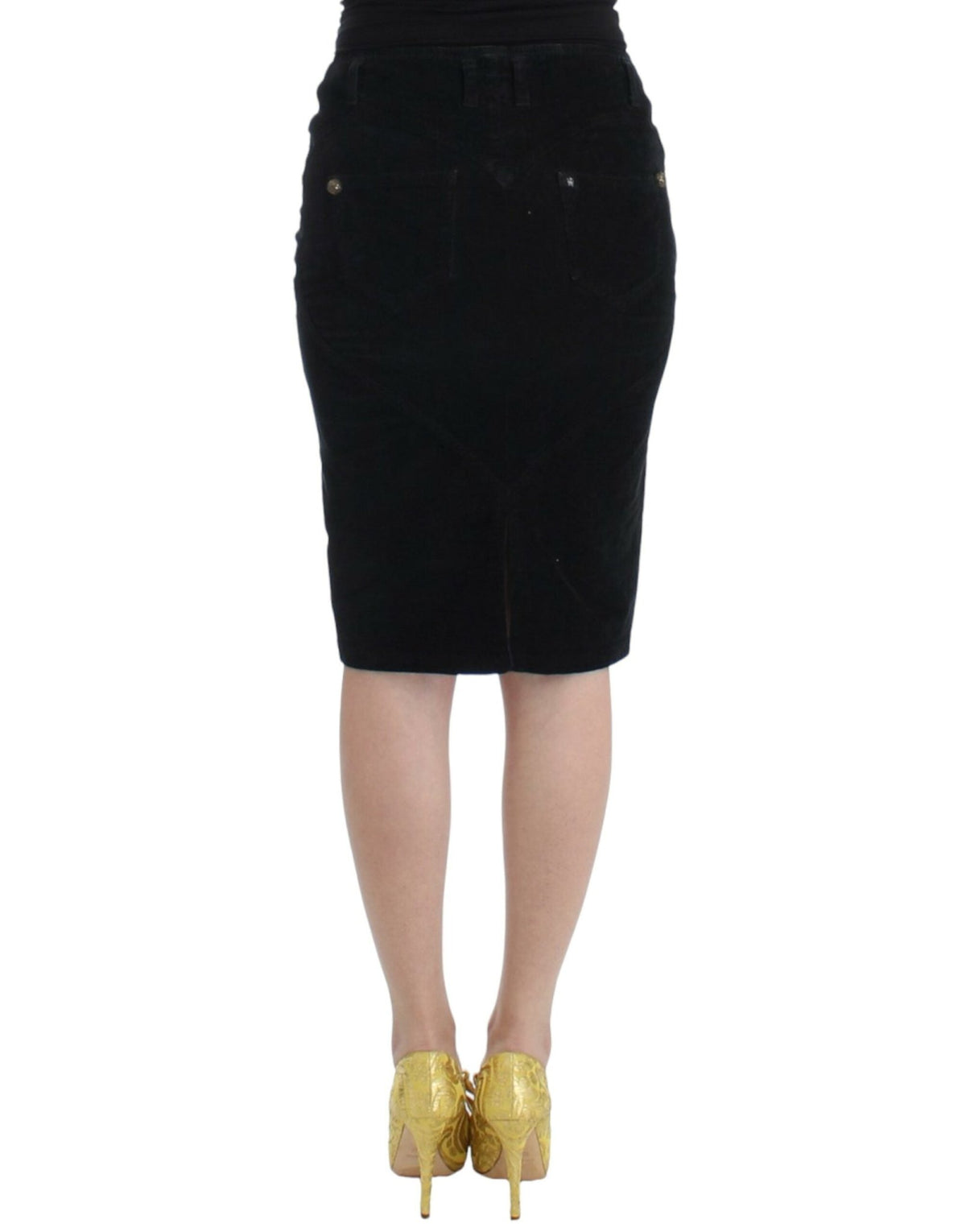 Black Corduroy Pencil Skirt - X excelência