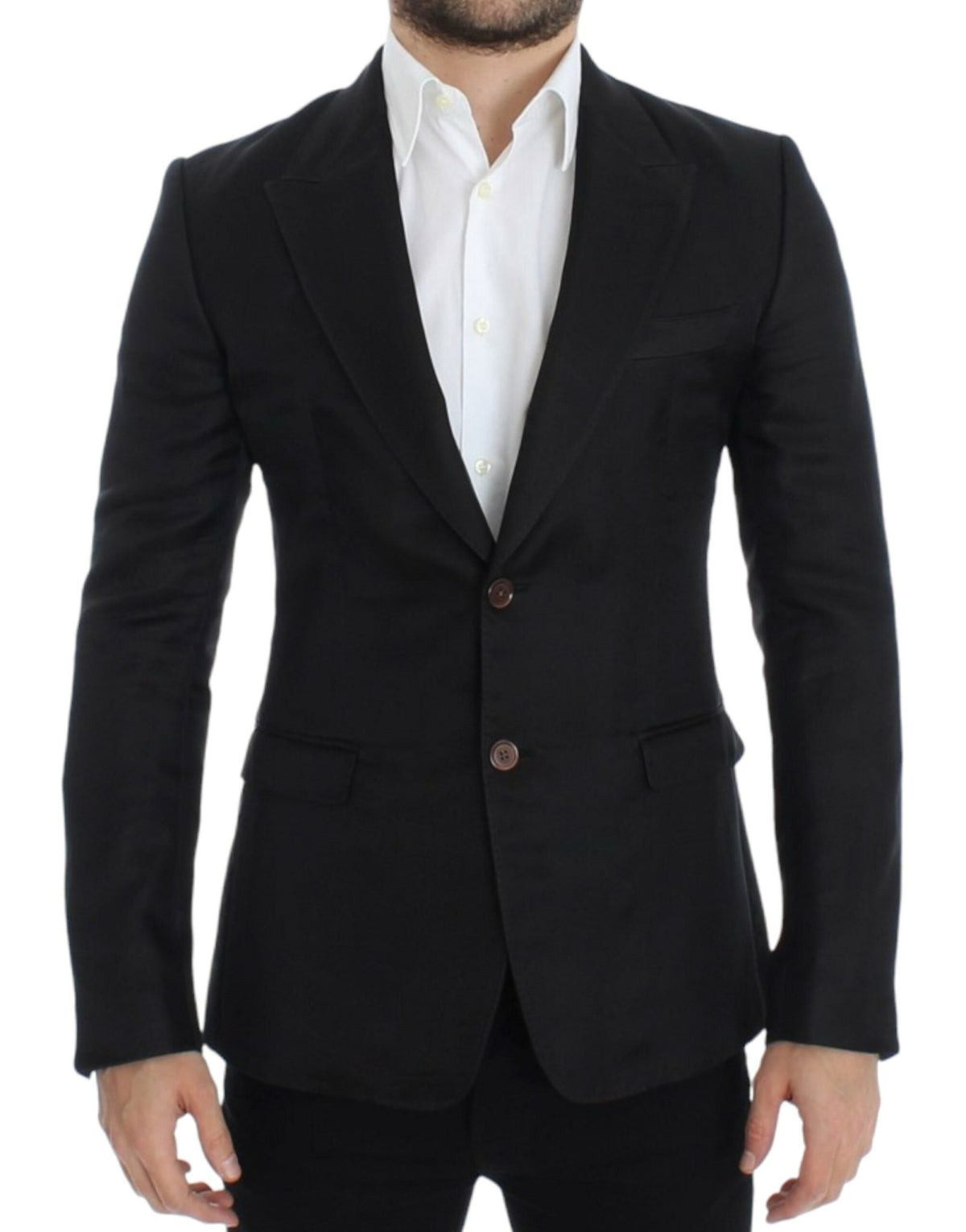 Black silk slim fit blazer - X excelência