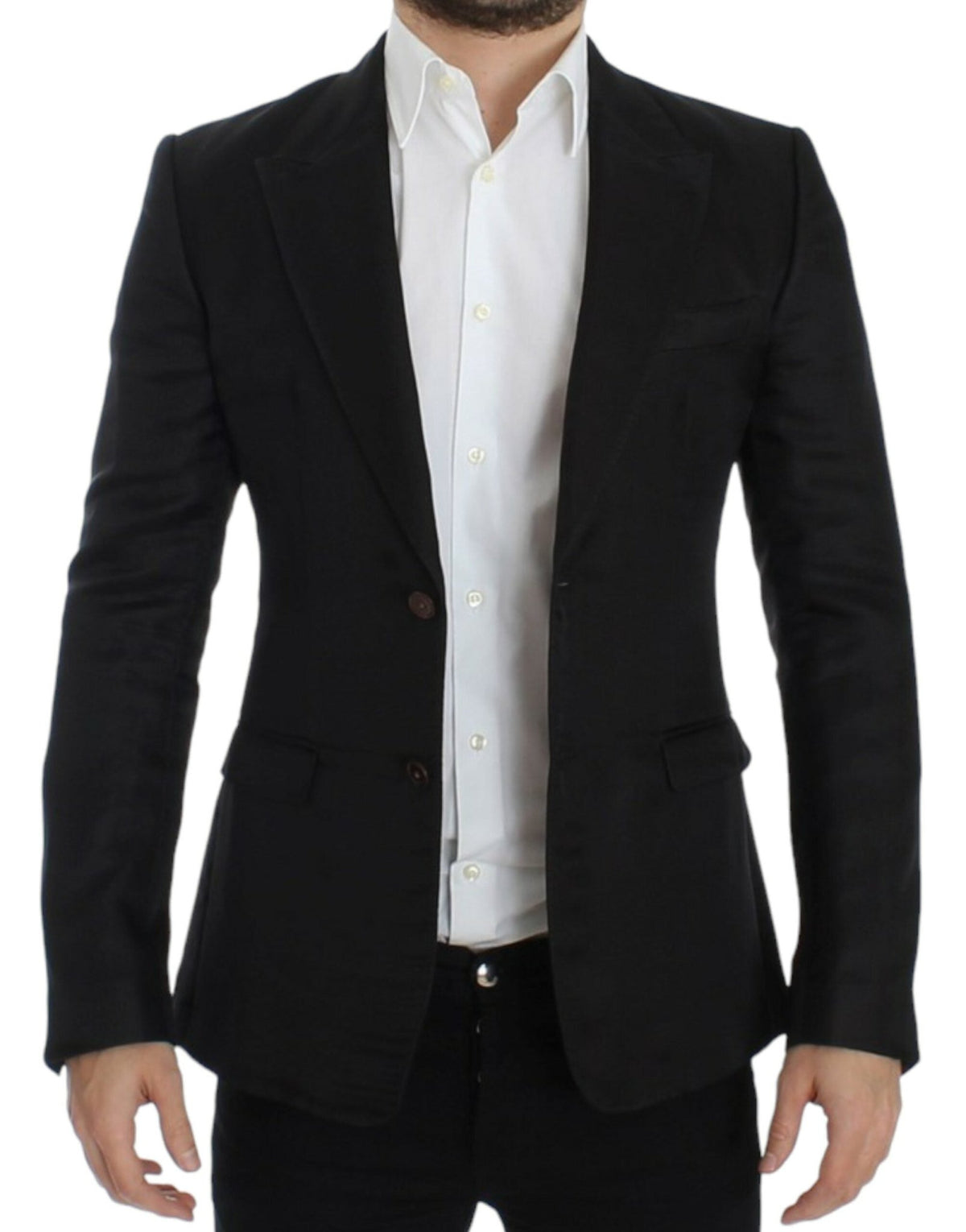 Black silk slim fit blazer - X excelência