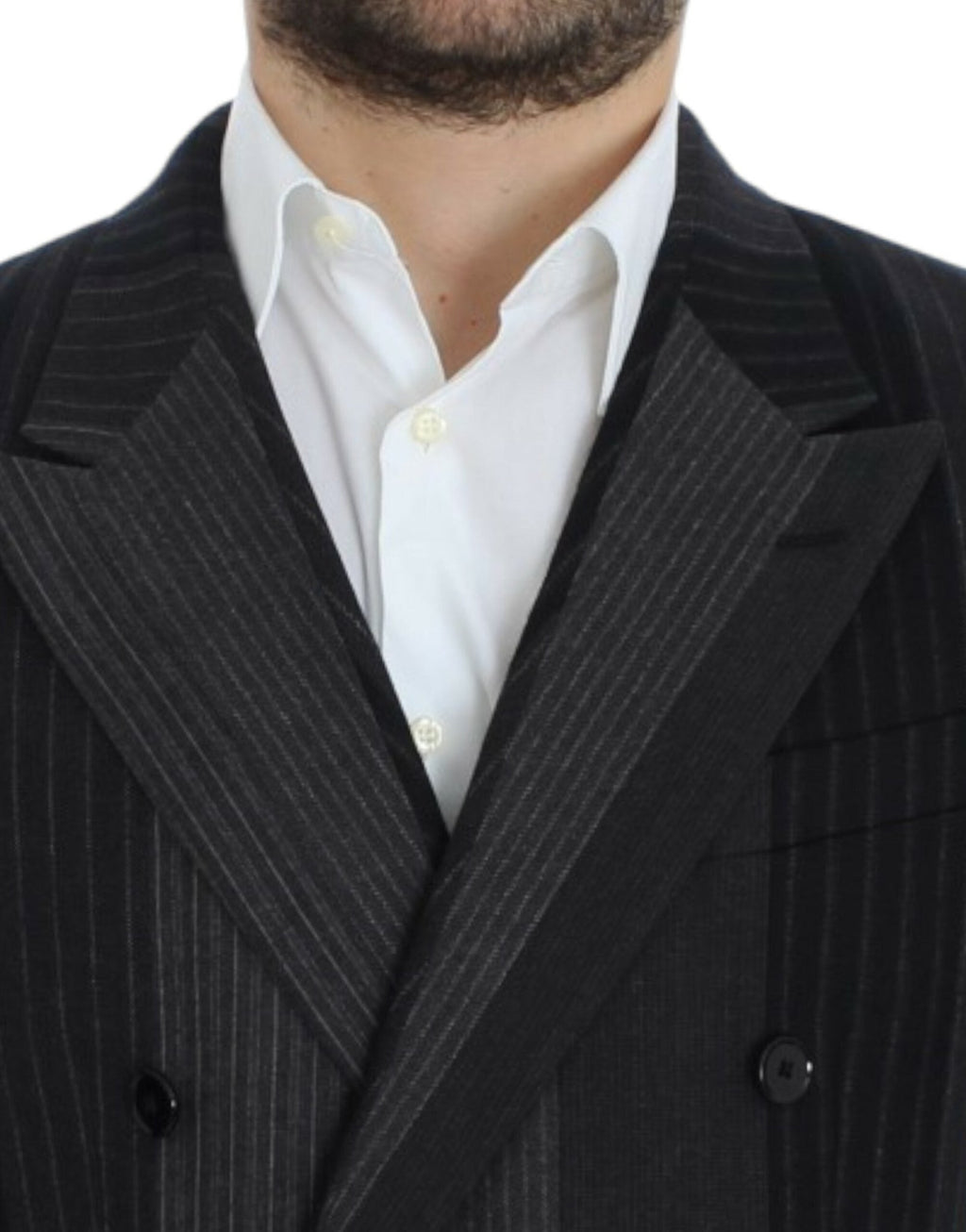Gray striped wool stretch blazer - X excelência