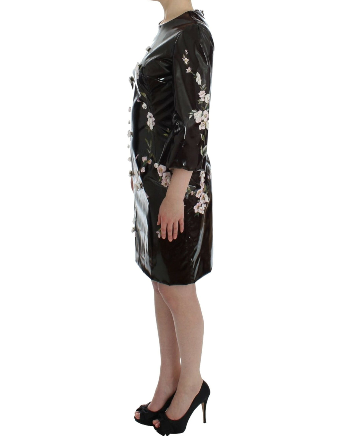 Black floral 3/4 Sleeve sheath dress - X excelência