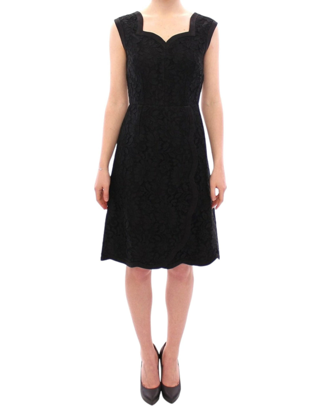 Black floral lace sicily runway dress - X excelência