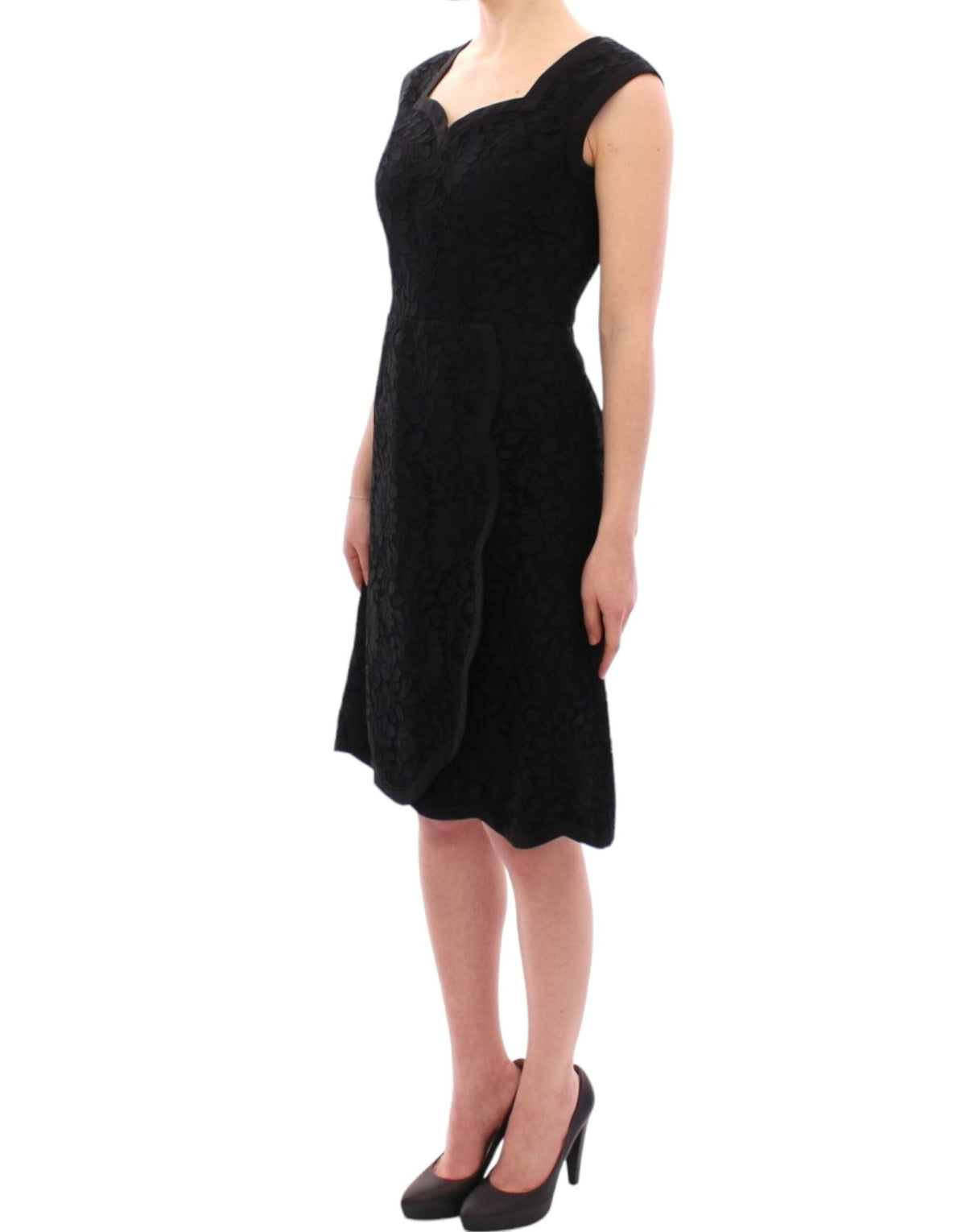 Black floral lace sicily runway dress - X excelência