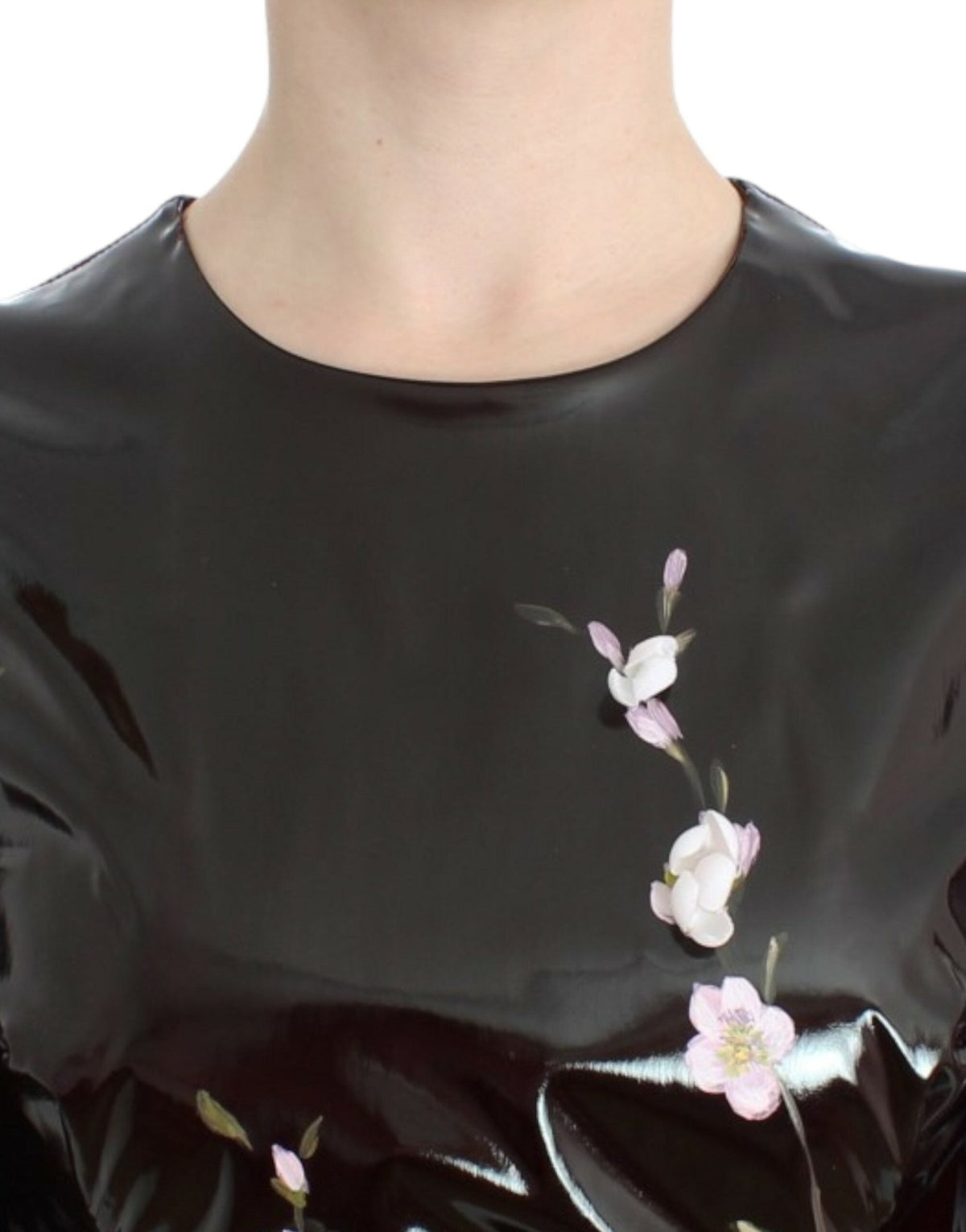 Black patent floral HANDPAINTED dress - X excelência
