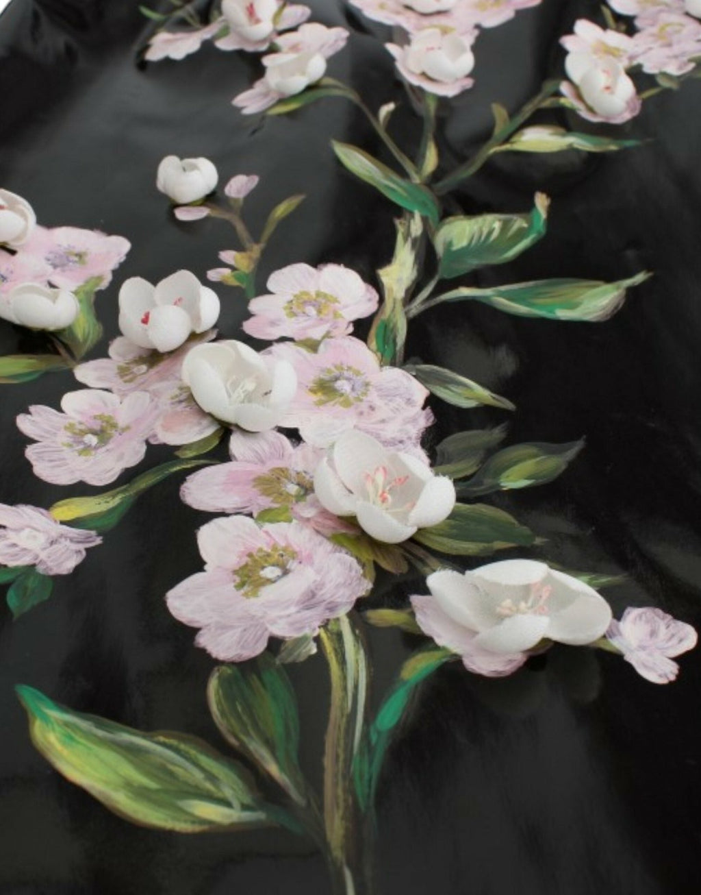 Black patent floral HANDPAINTED dress - X excelência