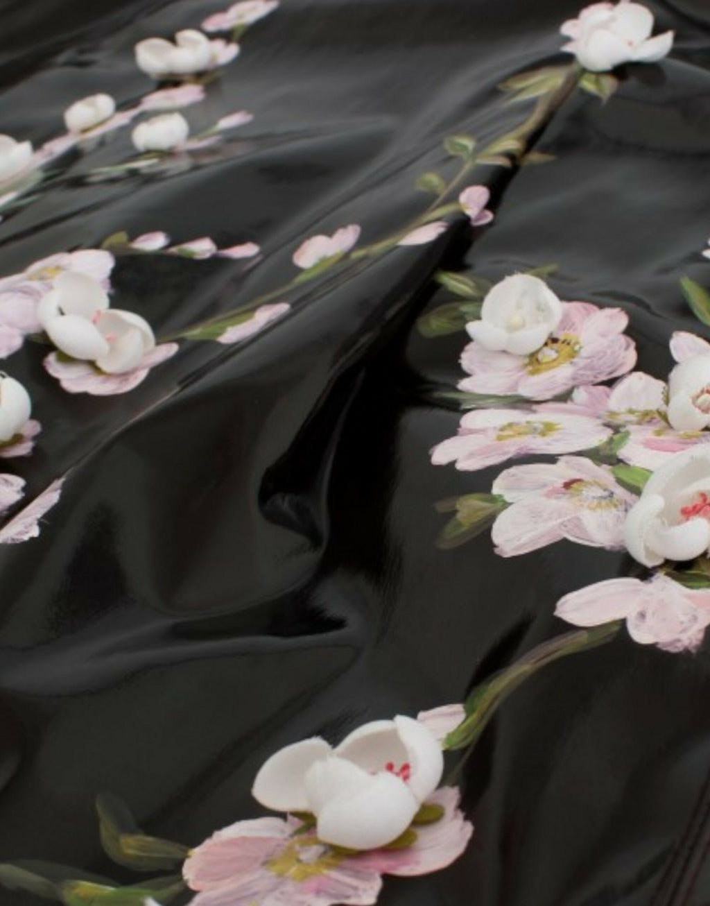 Black patent floral HANDPAINTED dress - X excelência