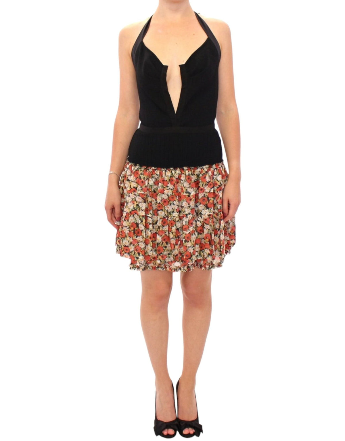 Multicolor floral bubble halterneck dress - X excelência