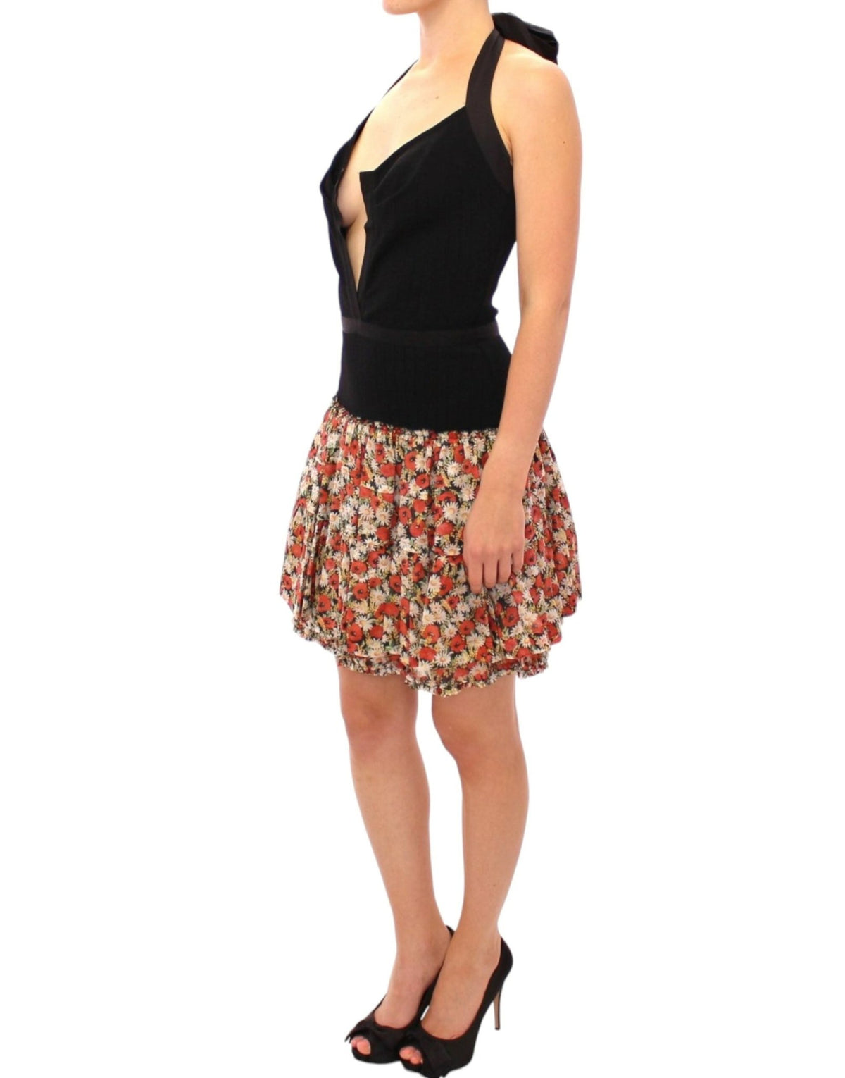 Multicolor floral bubble halterneck dress - X excelência