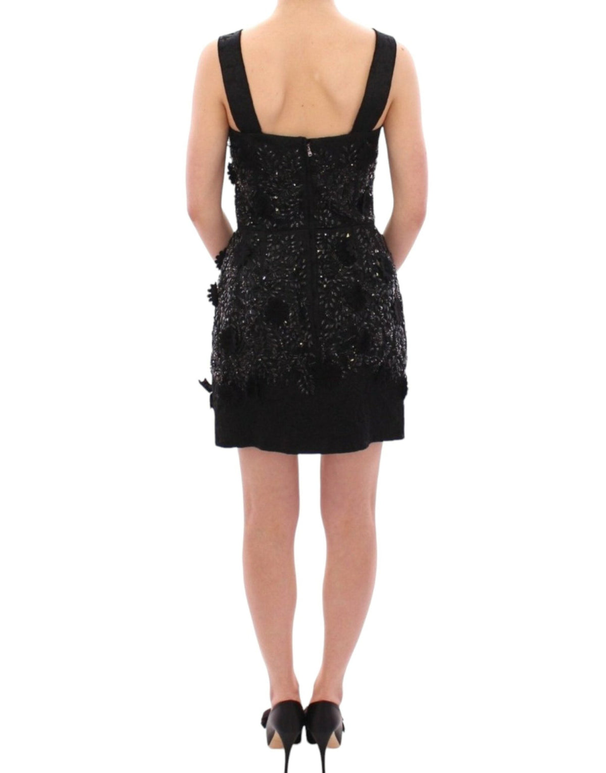 Black floral crystal embedded dress - X excelência
