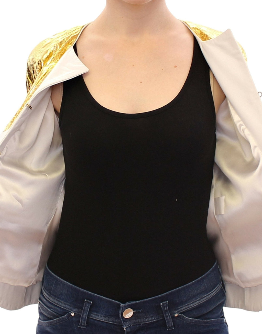 White Gold Purple Leather Jacket - X excelência