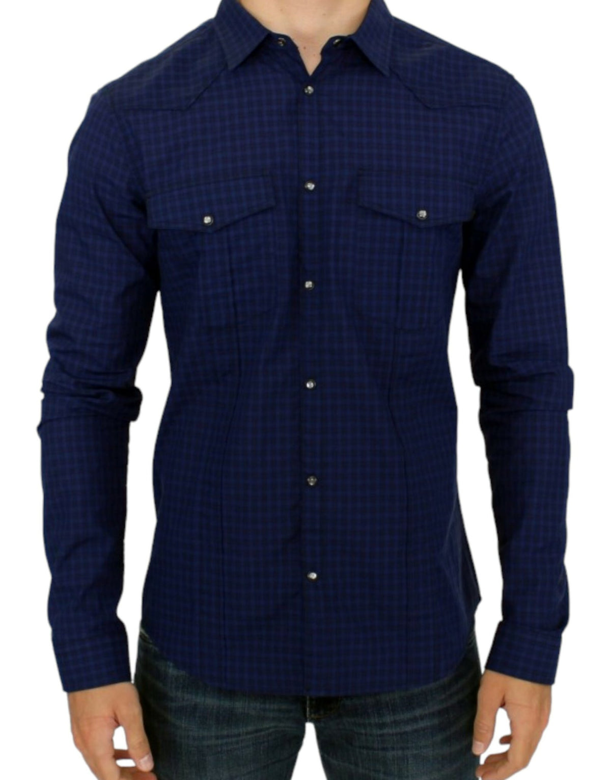 Blue checkered cotton shirt - X excelência
