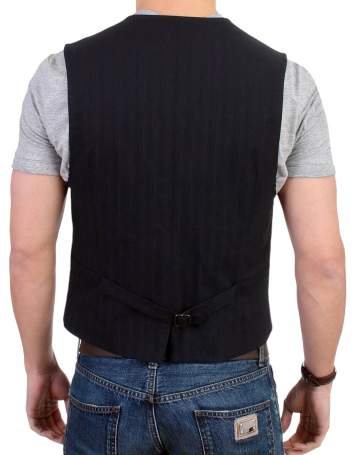 Black striped cotton casual vest - X excelência