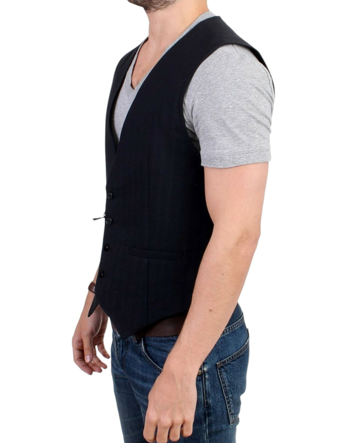 Black striped cotton casual vest - X excelência