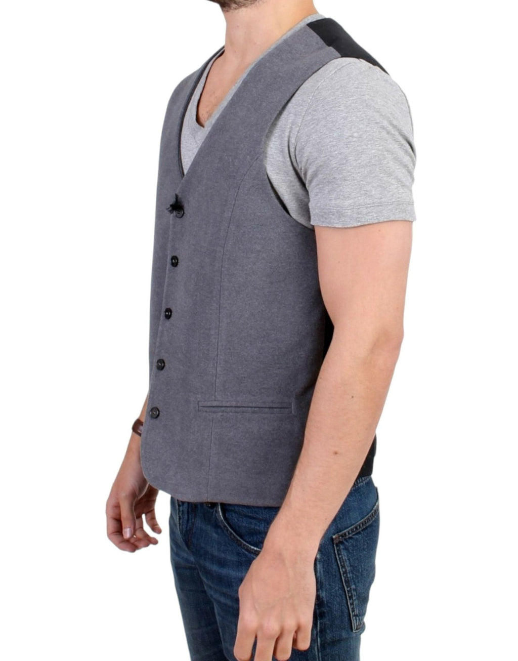 Gray cotton blend casual vest - X excelência